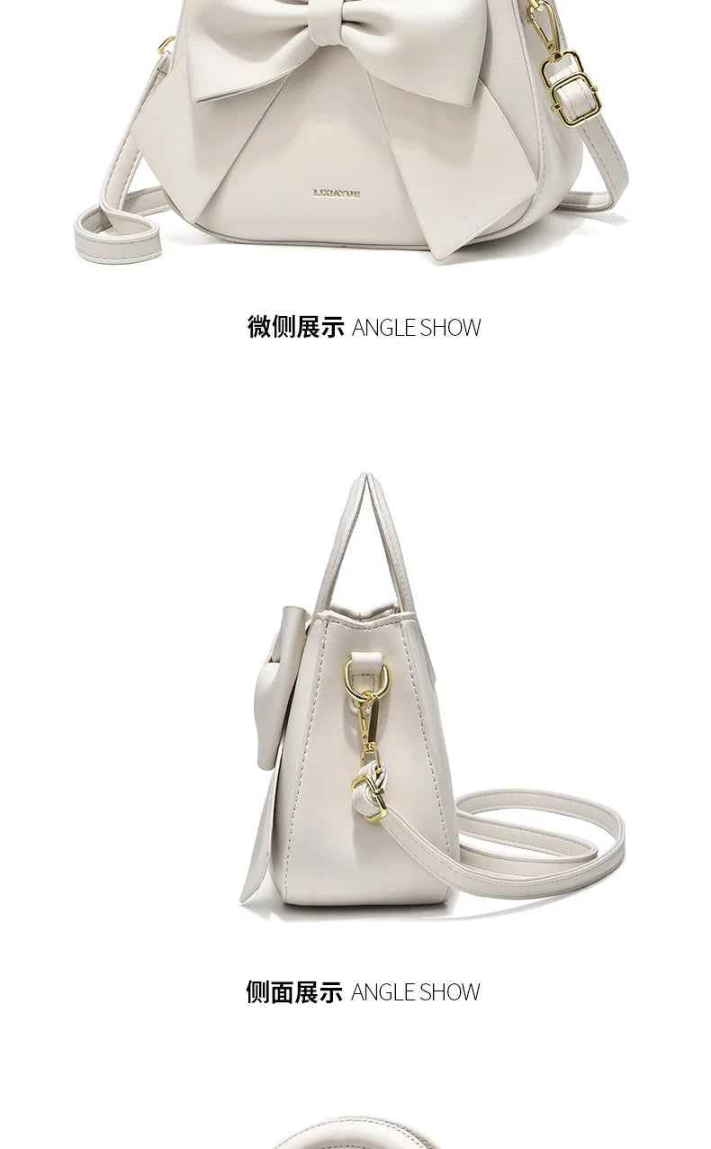 2024 New Trendy Women'S Small Square Bag High Quality Bow Single Shoulder Bag Fashionable  Western Style Crossbody Bag Handbag