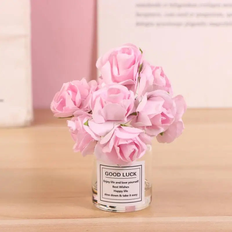 1Pcs Car Decoration Ornament Cute Simulation Rose Flower Vase Auto Dashboard Decoration Gadgets For Woman Car Accessories