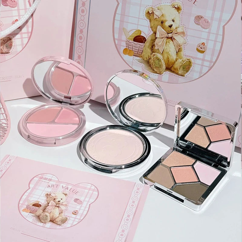 Bear Family Makeup Gift Box Lip Color powder blusher eye shadow powder Holiday Gift Makeup Set