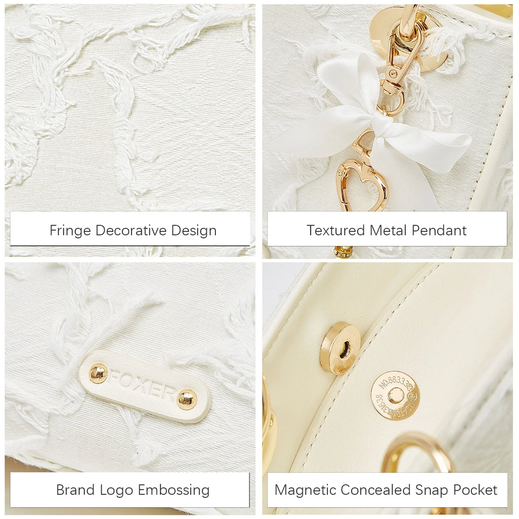 FOXER Lady's Handbag High Quality Fabric Elegant Shoulder Bag Special Design Fashion Crossbody Bag Gift for Lover