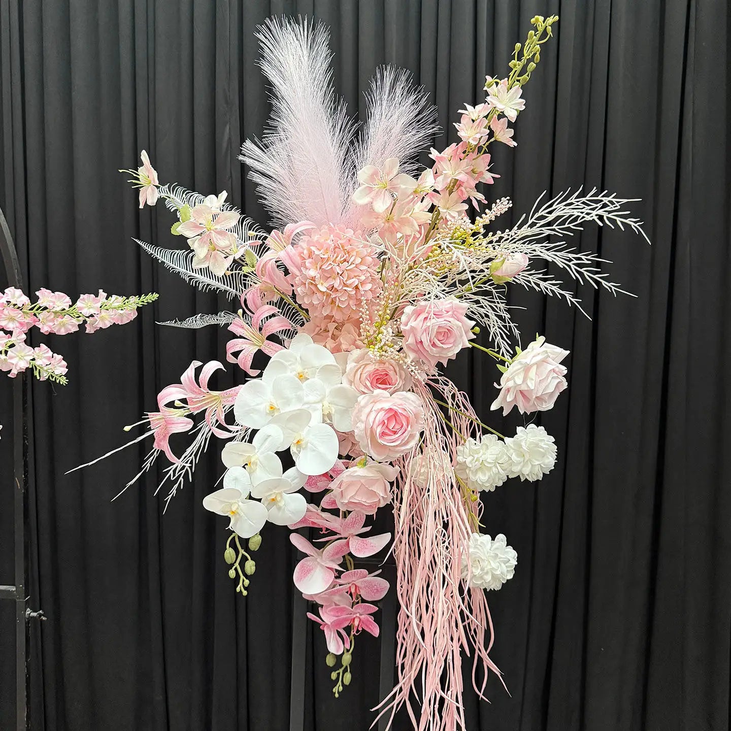 Artificial Hang Floral Arrangement Wedding Backdrop Arch Decor Pink White Rose Aisle Floor Flower Row Table Centerpieces Flower