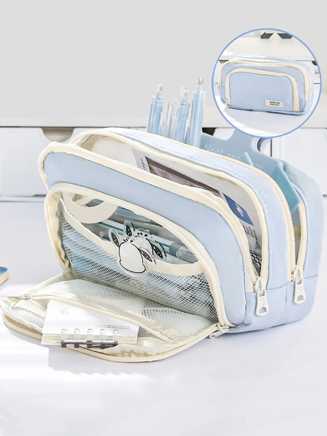 Large-Capacity Canvas Organizer Plus - Multi-Layer Storage with Durable Zipper and Stylish Colors - Portable Makeup, Storage Bag