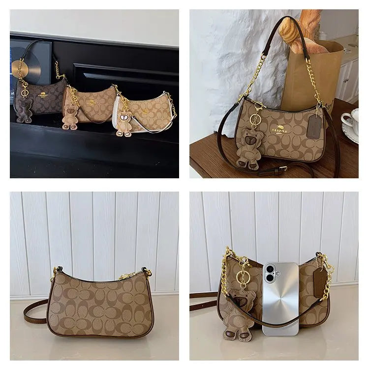 Elegant Modern Designer Diaper Bag For Women Luxury Large Capacity Tote Stylish Leather Crossbody Shoulder Bag Solid Design