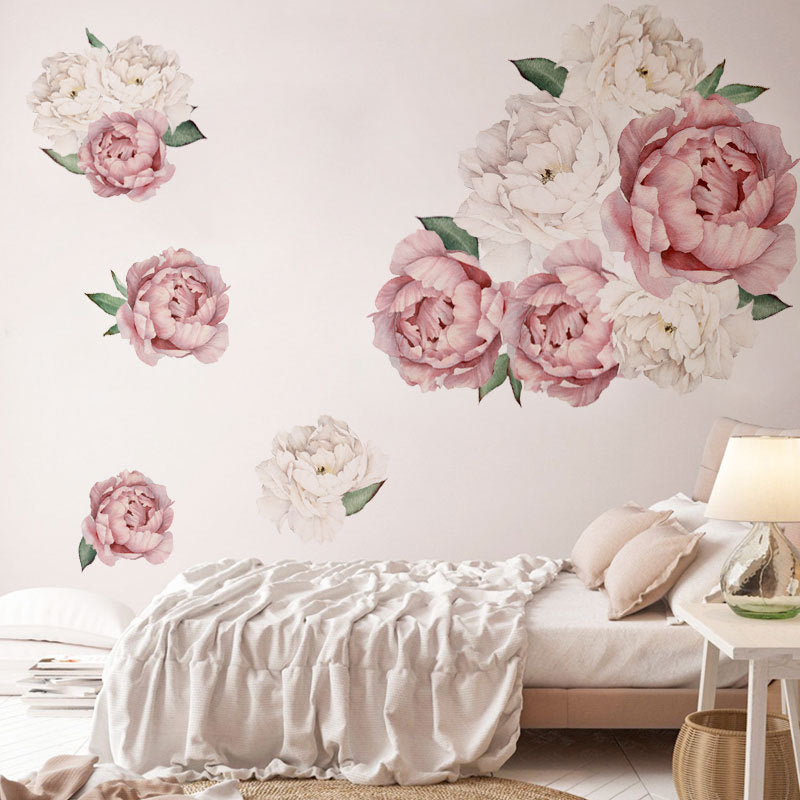 Creative Peony Series Wall Stickers Blossoming Peony Personality Combination Home Decoration Self-adhesive Wall Stickers