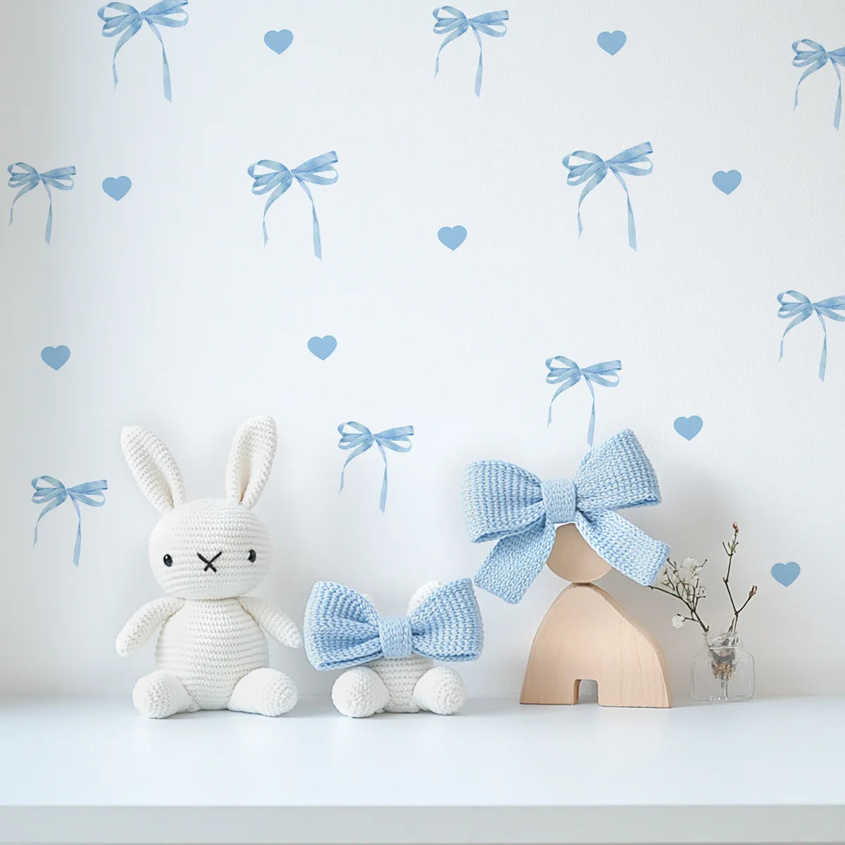 Creative Pink Bow Wall Sticker for Wardrobe Girl's Heart Bedroom Wall Sticker Love Image