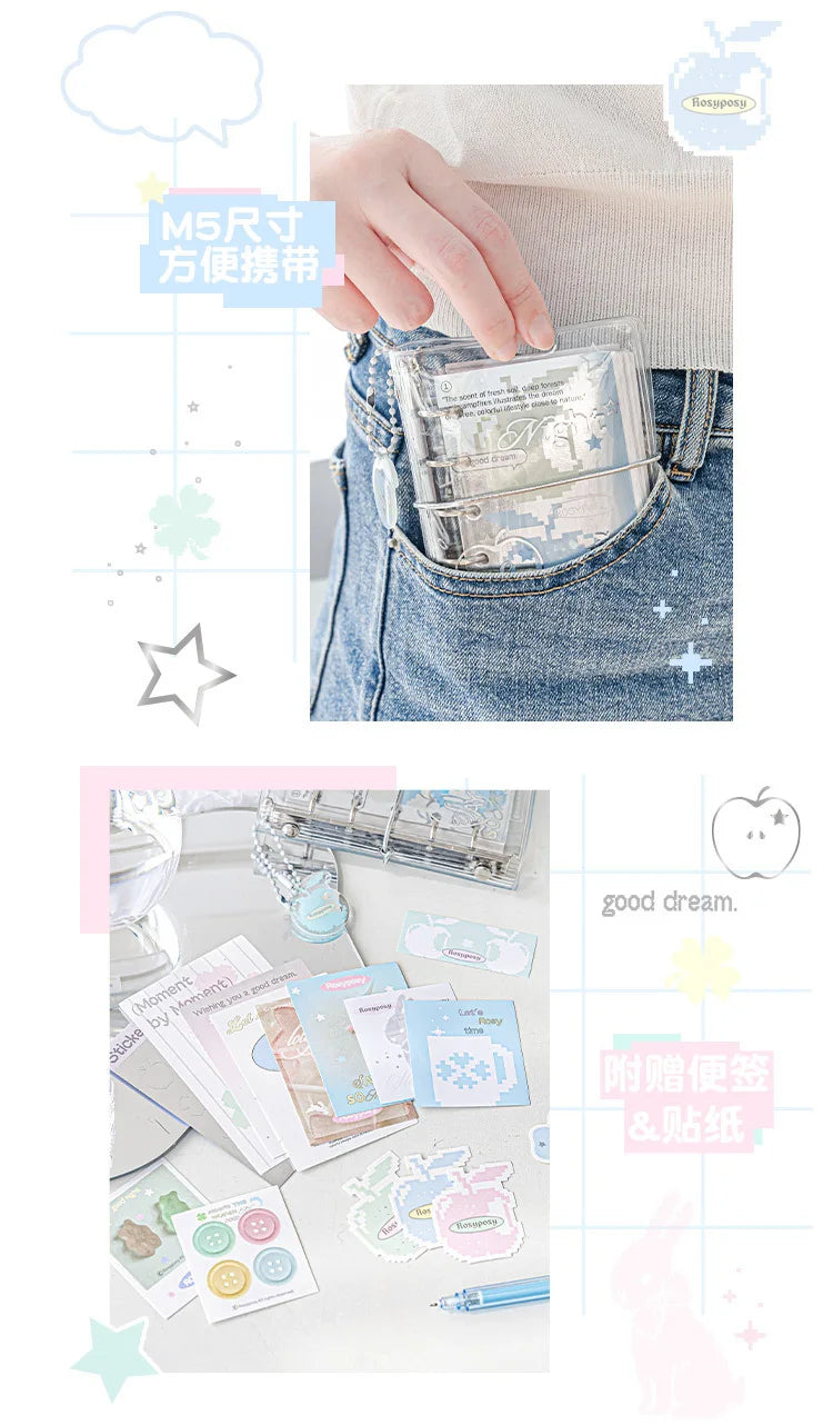 MINKYS M5 Pocket Binder Notebook Planner Yearly Daily Weekly Agenda Book Photo Book Kawaii School Stationery