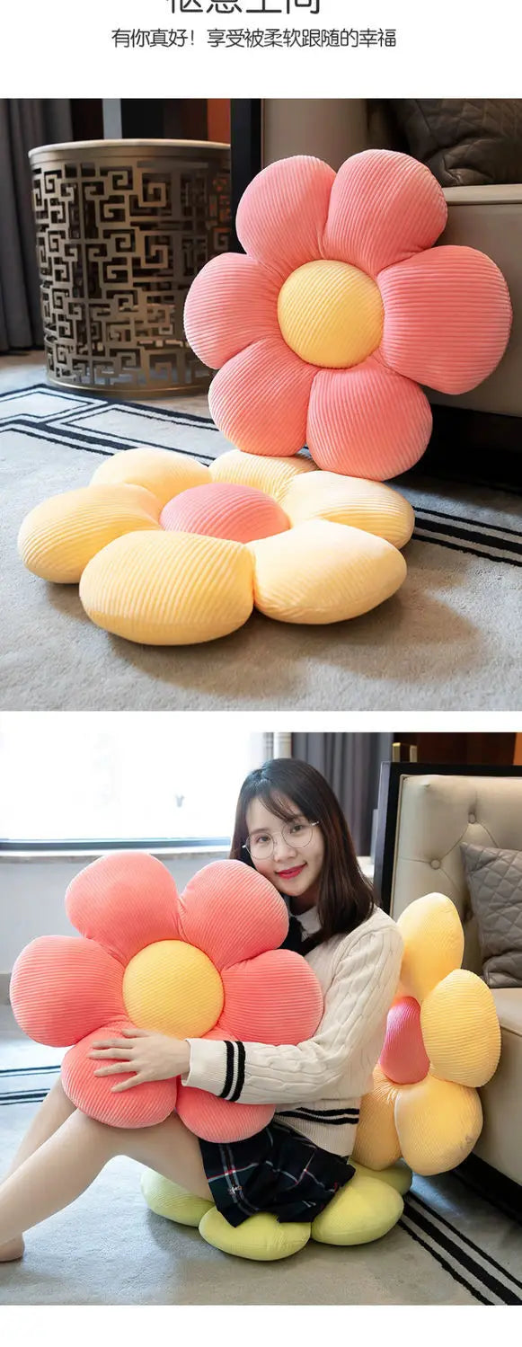 Stuffed Six Petal Flower Cushion Girly Room Decor SunflowerSetting for Kids Bedroom Seat Pillow Pillow Bay Window Pink Flower