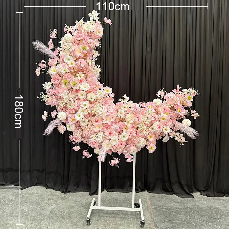 Artificial Hang Floral Arrangement Wedding Backdrop Arch Decor Pink White Rose Aisle Floor Flower Row Table Centerpieces Flower
