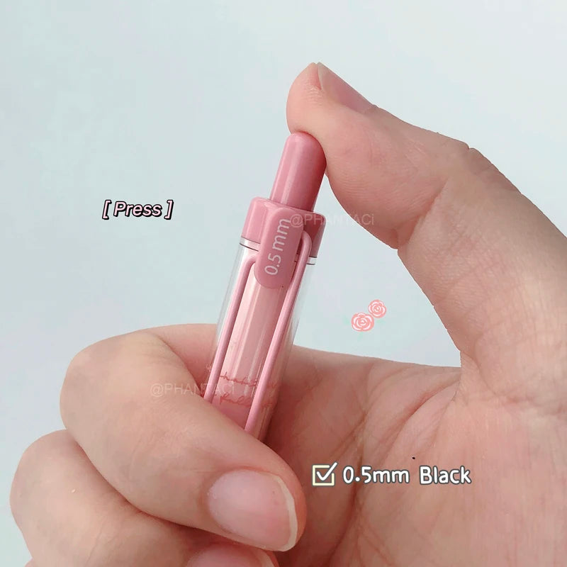 4PCS/Set Puppy Style Gel Pen Soft Grip Design 0.5mm Black Pen Rose Style Gel Pen Pen Clip Design Office Supplies