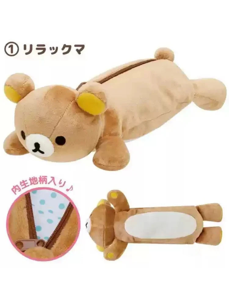 2025 Rilakkuma Bear Sister Cat Dress Up Kawaii Cartoon Plush Pencil Case Cute Pencil Pouch Pen Bag For Girls School Gifts